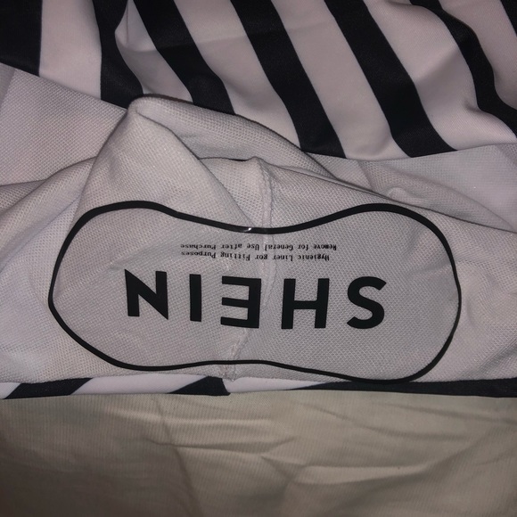 Brand New Black & White Striped Bathing Suit - Picture 3 of 4